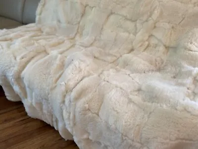 Double Bed Cover Sofa Blanket  TOSCANA  Wool Shearling Sheepskin Rug 160x200cm  • £158