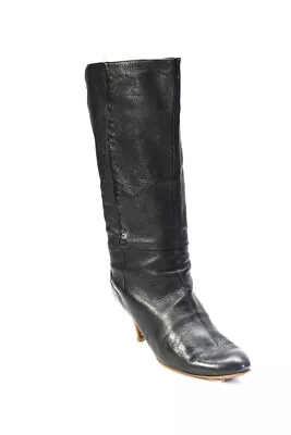 C Label Womens Leather Mid Calf Pull On Boots Black Size 10 • $42.69