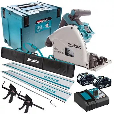 Makita DSP600T4TKIT 36V Brushless Plunge Saw Rail Kit 2 X 5.0Ah Battery Charger • £733