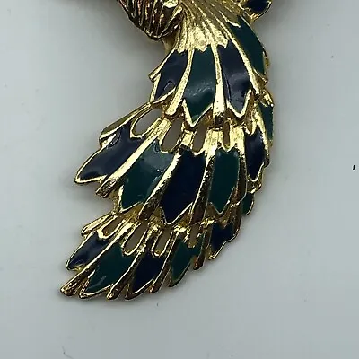 Vintage Brooch Pin Bird In Flight Phoenix Peacock Enamel  • $9.99