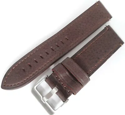 Mens Brown Distressed Saddle Leather 22mm *LONG* Watch Band Silver Tone Buckle  • $7.99
