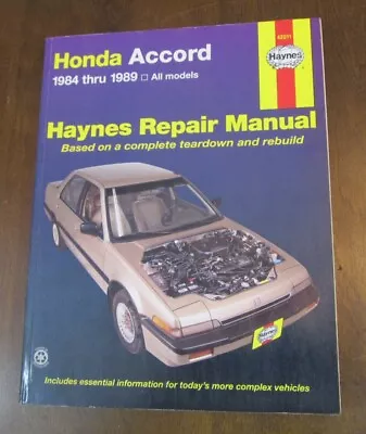 Repair Manual Haynes 42011 Honda Accord 1984 - 1989 Service  • $6