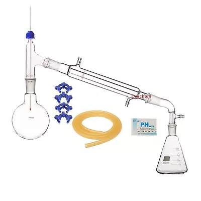$61.99 • Buy 500ml,24/40,Glass Distillation Apparatus,Vacuum Kit 250ml Erlenmeyer Flask