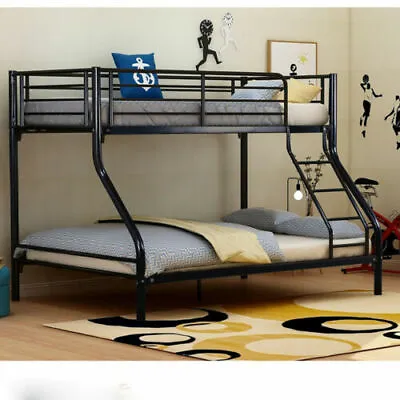 £165.99 • Buy Black Solid Metal Triple Sleeper Bed Bunk Bed Frame Double & Single Kids