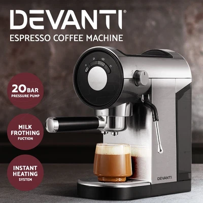 $112.46 • Buy Devanti Coffee Machine Espresso Maker 20 Bar Milk Frother Cappuccino Latte Cafe