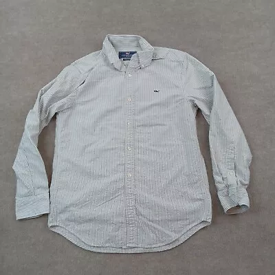 Vineyard Vines Shirt Mens Size Small Gray White Striped Long Sleeve Button Up • $21.99