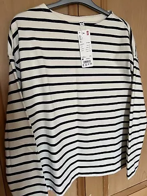 Uniqlo Breton Stripe Top Size M Boxy Style BNWT • £10