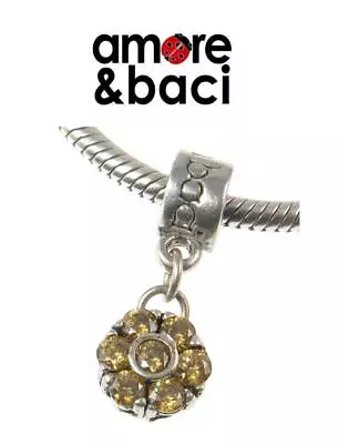 £24.99 • Buy AMORE & BACI 925 Silver & Swarovski Elements YELLOW TOPAZ CZ Charm Bead RRP £40