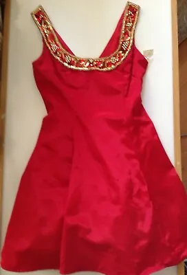 Vintage 80s 90s Zum Zum Red Glitz Prom Dress Riverdance  Size 5/6 Costume Glam • $65