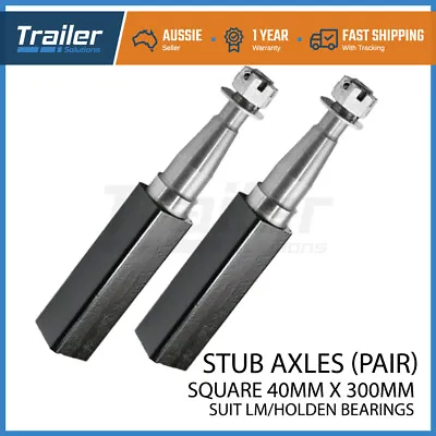 $34 • Buy 2X Trailer Stub Axles 40mm Square 300mm 12  Length Washer Pin Nut