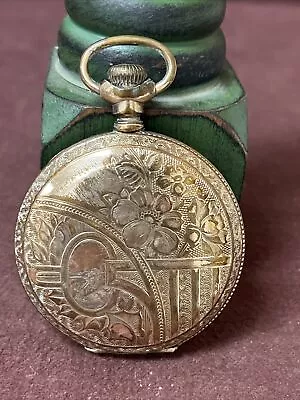 Vintage Elgin Pocket Watch With Monitor Floral Engraved Gold Filled Case - As Is • $149.99