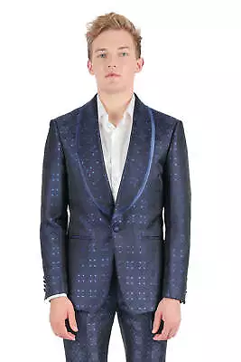 BARABAS Men's Premium Geometric Luxury Shawl Blazer 3BL05 • $281