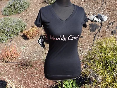 New Muddy Girl Moonshine Black Short Sleeved V Neck Women's Shirt Small $19.99 • $19.99