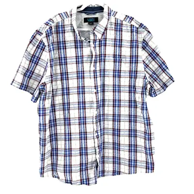 Cody James Core Western Short Sleeve Shirt Men's Size XXL Red White Blue Plaid • $14.99