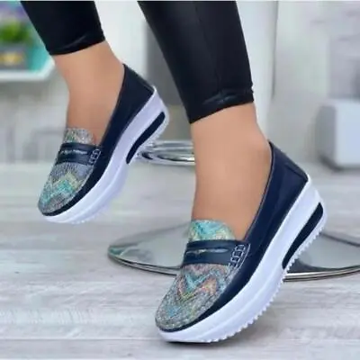 Zapatillas Para Mujer Cã³modas Con Plataforma Zapatos De Deporte Casual • $17.99