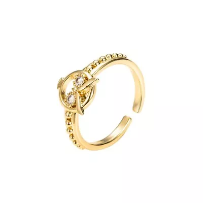 M&T 2007 Gold Plated Open Ring Owl CZ Pave Adjustable Link Ring JWYS22 • $2.90