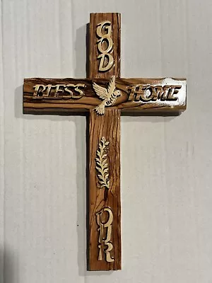 Hand Crafted Nativity Cross Made From Natural Olive Wood In The Holy Land(1pc) • $64.99