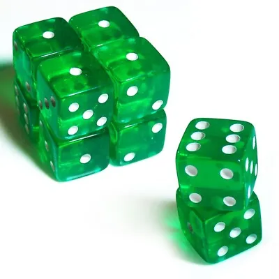 Set Of 15 Green 19mm D6 Six-Sided Gaming Transparent Casino Dice • $13.50
