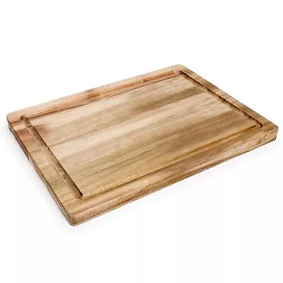 Acacia Wood Large Cutting Chopping Serving Board With Grooves 40 X 30 X 2.5cm • £12.99