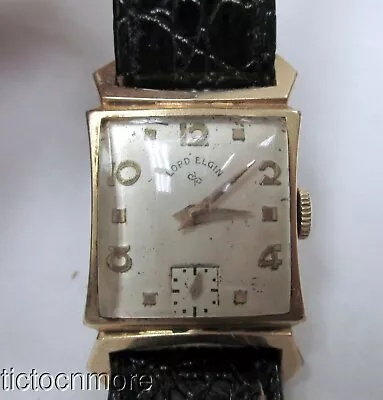 VINTAGE 14K GOLD FILLED LORD ELGIN MILLBROOK GRADE 670 21j WATCH 4638SPIKED LUGS • $13.50