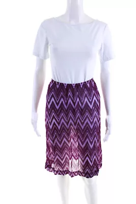 Missoni Mare Womens Chevron Print A Line Skirt Purple Size EUR 42 • $42.71