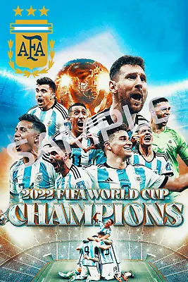 $9.95 • Buy Qatar 2022 World Cup Champions Argentina Lionel Messi  Poster  12x18 Inches