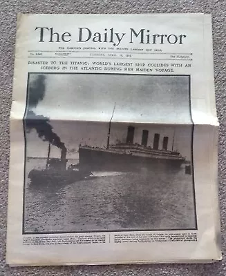 Vintage Daily Mirror Tuesday April 16th 1940 Titanic - Iceberg Disaster • £5.50