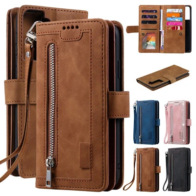 $19.61 • Buy For Samsung S22 S21 FE S20 Ultra S10 S9 S8 Plus Case Zipper Leather Wallet Cover