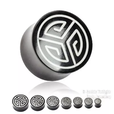 £7.50 • Buy Organic Buffalo Horn Ear Plugs Bone Inlay Zen Maze Stretchers Tunnels 14mm 9/16