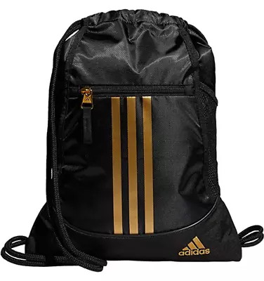 $65 • Buy Brand New Adidas Alliance Sackpack Black And Gold, Easy,travel, Sports, Outdoor