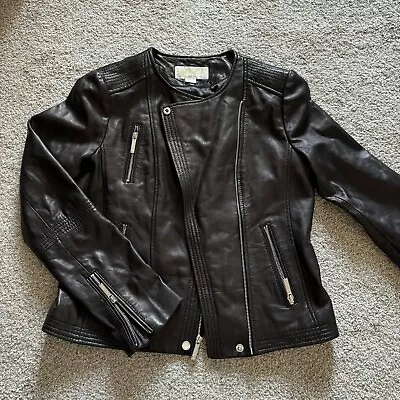 Black Michael Kors Leather Motorcycle Jacket - 100% Leather • $120