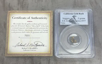 S.S. Central America: 1857 California Gold Rush Gold Nuggets PCGS (.5 Grams) • $299