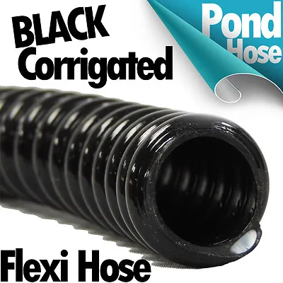 ██ Black ██ 30mtr Coil | Corrugated | Flexible Pond | Hose | Garden | Next Day • £152.99