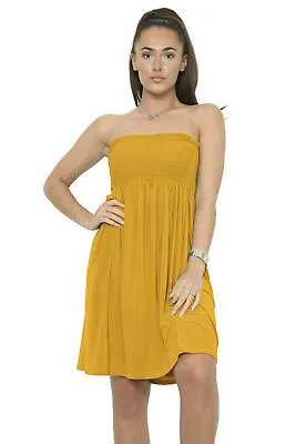 Ladies Women Plus Size Sheering Boobtube Bandeau Strapless Top Summer Dress 8-26 • £5.51