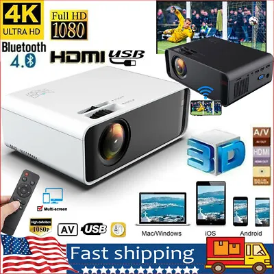 4K Projector 1080P HD 23000Lumens WiFi   Mini LED Home Theater Cinema US • $79.99