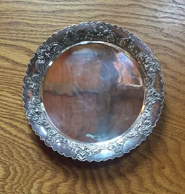 Round 800 Silver Raised Rim Repoussed Dragon Faces Tray • $275