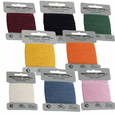 Scanfil Mending Darning Wool Thread - Huge Colour Range - 55% Wool 15 Metres • £1.09