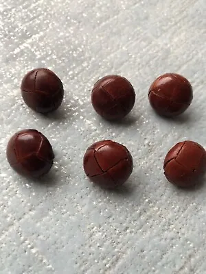 Vintage Leather Brown Football Buttons 15mm Leather Shank Set Of 6 • £5