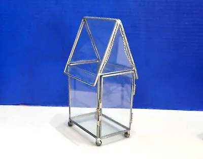 Vintage Glass And Metal Display Box Tall House Shaped • $55