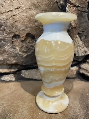 VINTAGE MARBLE / ALABASTER STONE Footed Taper Candle Holder 6.25” • $9.90