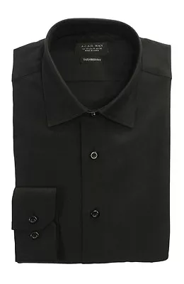 Tailored / Slim Fit Mens Black Dress Shirt Wrinkle-Free Spread Collar AZAR MAN • $24.95