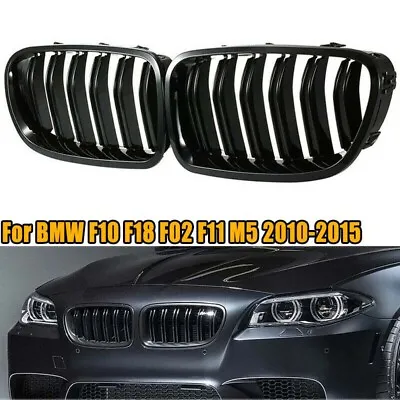 Gloss Black 2 Lines Front Kidney Grille For BMW F10 528i 535i 550i M5 2010-2016 • $30.99