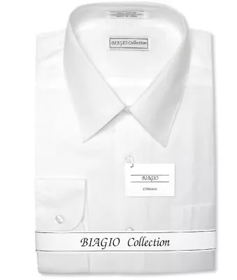 Biagio Mens 100% COTTON Solid WHITE Color Dress Shirt Sz 17 32/33 • $28.95