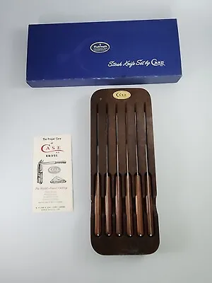 CASE XX Stainless Steel 6 PC Steak Knife Set Cap 254 Wood Display Case • $89.99