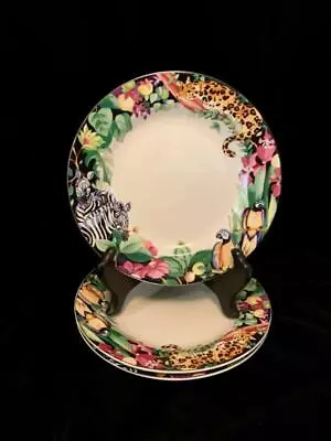 (3 Or 4) Vitromaster Rain Forest 7-3/4  Salad Plates~bright Colors~zebra~exc • $36.91