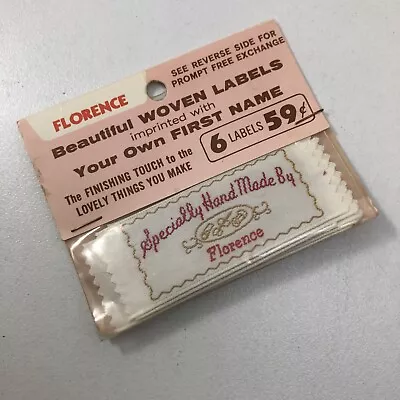 $9.95 • Buy VTG Personalized Sew In Woven Labels Specially Hand Made By Florence Set Of 6