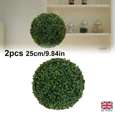 2x Artificial Hanging Topiary Buxus Ball Faux Boxwood Plant Garden Holiday Decor • £11.99