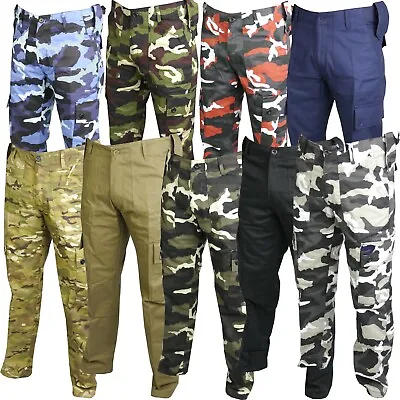 Mens Combat Trousers Tactical Work Wear Cargo Pocket Outdoor Army Security Pants • £14.99
