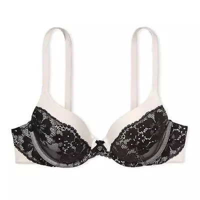 Victoria's Secret Body By Victoria Perfect Coverage Bra 38DD *White/Black Lace* • $24.99