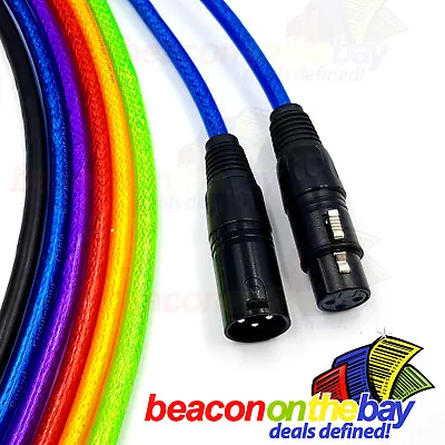 XLR Cable Male Female Australian Made 6 Colours Balanced 3-Pin Lead Mic 30Cm-35M • $21.59